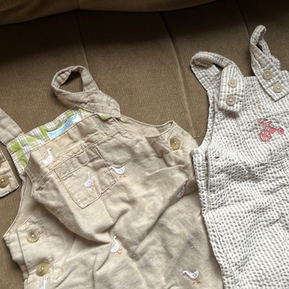 2-pairs of 3-6 month Overalls/ Janie & Jack and unlabeled